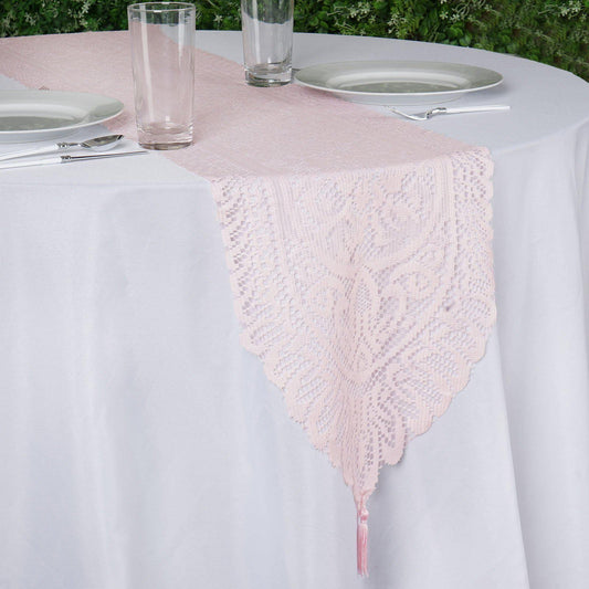 14"x108" Blush Lace Floral Embroidered Table Runner